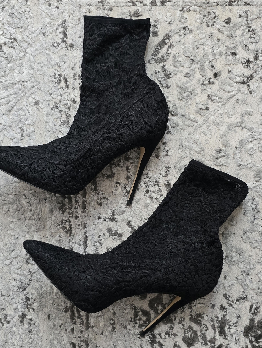Lace Sock Booties Stilettos
